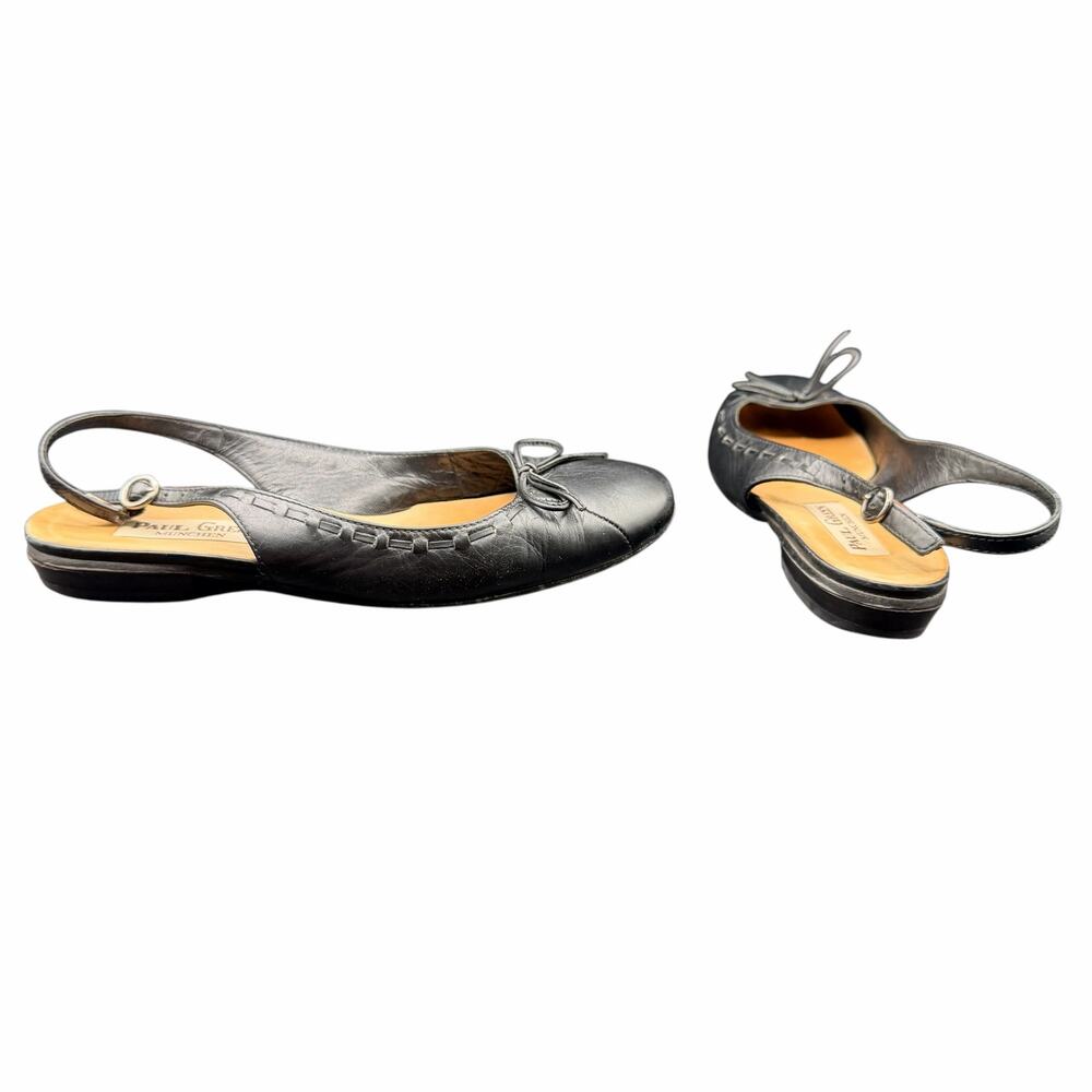 Paul Green Black Leather Slingback Ballet Flats EU 4 US 6.5 made in Austria